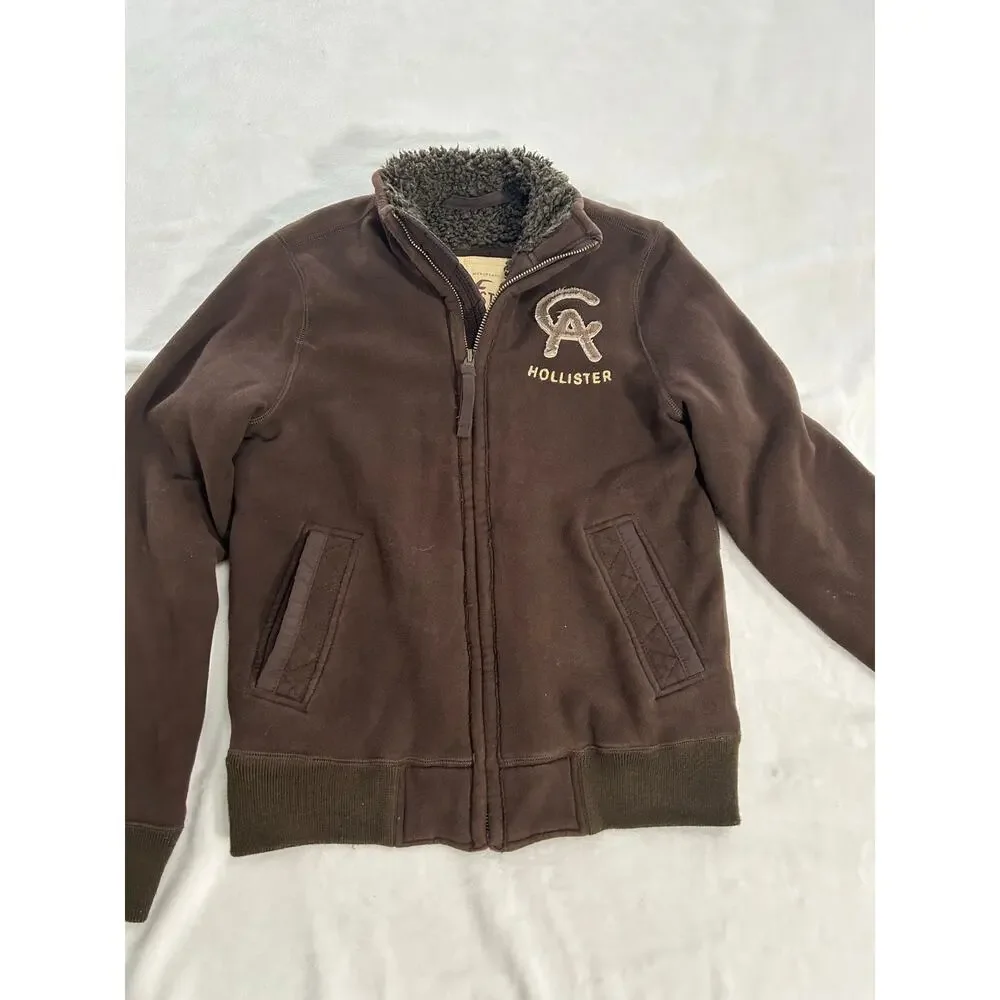 Vintage Hollister Y2K Sherpa Lined Zip Up Jacket Men's Medium